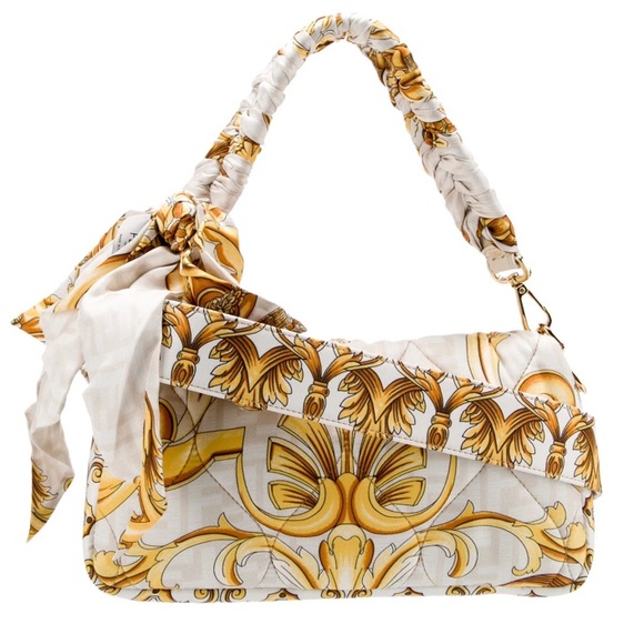 FENDACE Silk Quilted FF Baguette Scarf Handbag - Picture 4 of 9